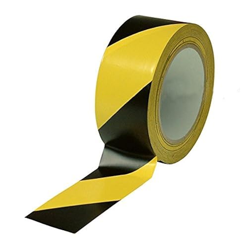 Tapix 2 Inch x 108 Feet Black & Yellow Tape Roll - Safety Stripe Waring Tape for Floor - Highly Adhesive Waterproof Hazard Tape for Floors, Walls, Staircase, Pipes, Equipment, Dangerous Area