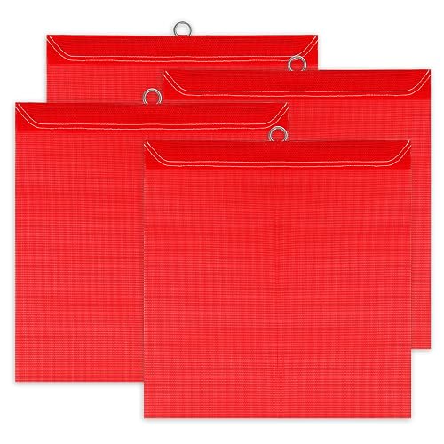 4-Piece 18 x 18 Inch Red Mesh Safety Warning Flag for Trucks & Trailers | Red Mesh Flag for Truck Loads, Warning Flag with Wire Loop, Bright Red High-Vis, Boosts Safety for Heavy & Oversize Loads