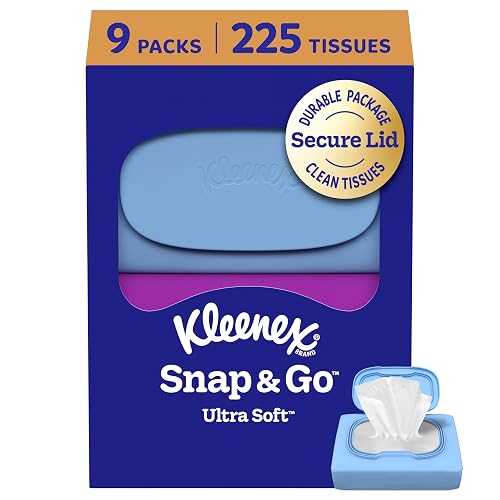 Kleenex Snap & Go Ultra Soft Facial Tissues, Travel & Car, 9-Pack