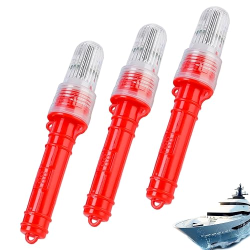 Boat Flares, Marine Flares, Waterproof Boat Safety Kit, 2026 Upgraded Emergency Signals, LED Lights Marine Emergency Kit for Fishing Nets, Buoys, Boating, Life Rafts (3PCS, Red)