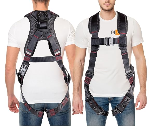 Palmer Safety Full Body Harness with 5 Point Adjustment, Dorsal D-ring, Grommet Legs, Two Side D Rings, and Fall Indicators