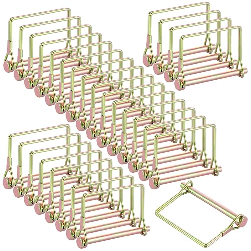 GBACHOOSE 30PCS Trailer Hitch Pin 1/4 inch Trailer Coupler Pins, Gold | Trailer Pin Lock Heavy Duty Safety Wire Lock Pin for Farm Trailers, Wagons, Lawn Mowers, PTO, Tractor and Garden Equipment