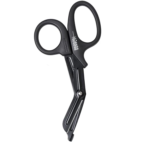 Madison Supply 7.5 Inches Premium Stainless Steel Trauma Shears for Left and Right Hand - Non-Stick Coated Blades Medical Scissors - Durable Fluoride-Coated Nurse Scissors - Black