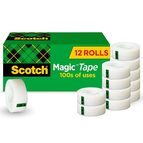 Scotch Magic Tape, Invisible, 12 Rolls | Home Office Supplies and Back to School Supplies for College and Classrooms
