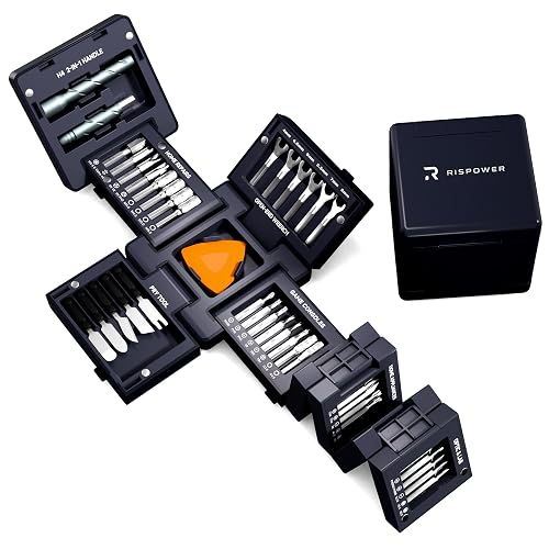 RISPOWER 55-in-1 Magnetic Tool Cube Kit, Precision Screwdriver Set, Electronics Repair Kit for Laptop, PC, PS5, MacBook, iPhone, Switch, Glasses and Home Appliances