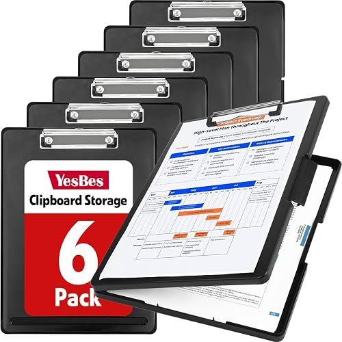 6 Pack Clipboard with Storage, High Capacity Storage Clipboard 8.5 x 11, Letter Legal A4 Size Paper, Inner Plastic Folder Attached for Teacher Office Home, Size 12.5 x 9.4 x 0.8 in