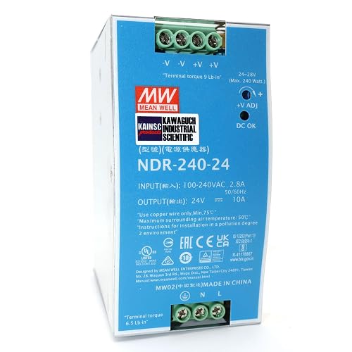 Mean Well NDR-240-24 240W 24VDC 10A AC/DC Industrial DIN Rail Power Supply Single Output Provided by KAINSC Products