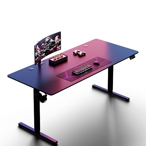 Shintenchi Standing Desk, 71x31 Inch Height Adjustable Electric Sit Stand up Desk, Ergonomic Rising Computer Table, Modern Lift Gaming Desk Workstation for Home Office, Black
