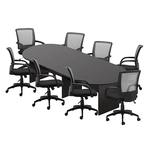 GOF 6FT, 8FT, 10FT Conference Table & Chairs (G10900B) Set, Dark Cherry, Espresso, Artisan Grey, Mahogany, Walnut (10FT with 8 Chairs, Espresso)
