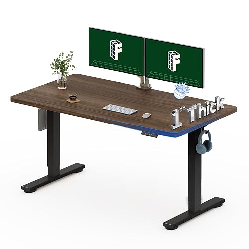 FLEXISPOT 55"x28" Electric Standing Desk, Black Walnut | One-Piece Desktop, 1" Thick Top, Height Adjustable, Stable Steel Frame, Home Office & Multi-Monitor Setup