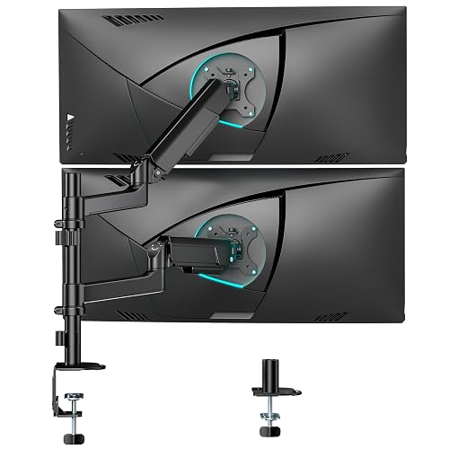 ARES WING Dual Stacked Heavy Duty Monitor Arm Desk Mount for 17-40 Inch | Ultrawide Monitor Arm for Heavy Duty Curved Screen up to 26.4 lbs with Clamp/Grommet Desk Mount, 75/100 Vesa Mount
