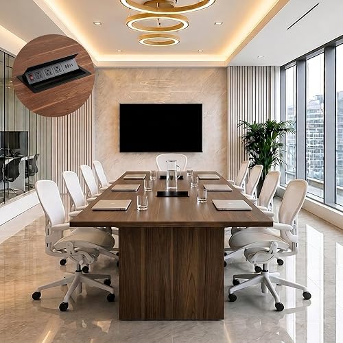 OfficeSimpli Conference Room Table, Made in USA, 12 ft, California Walnut | Thickened wood construction supports boardroom meetings, presentations and shared workspaces.
