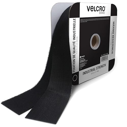 VELCRO Brand Heavy Duty Tape, Black, 2in x 25ft Bulk Roll, Holds 10 lbs | Industrial Strength Adhesive Sticky Back Fastener For Indoor And Outdoor Use, Secures Items To Walls, Doors And Equipment