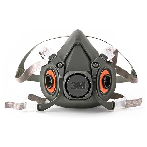 3M Half Facepiece Reusable Respirator 6300, NIOSH, Large | Four-Point Harness, Comfortable Fit, Dual Airline Supplied Air Compatible, Bayonet Connections, Painting, Sanding, Cleaning