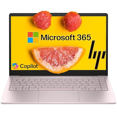 HP Essential Laptop 2026, Intel CPU, 512GB PCIe SSD, Office 365, Copilot AI | 4GB RAM, WiFi 6, Bluetooth 5.4, Long Battery Life, Lightweight 3.11 lbs, Windows 11 Home for Students, Tranquil Pink