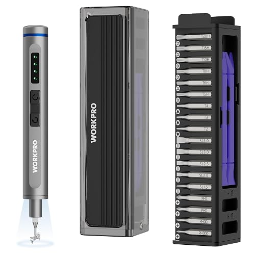 WORKPRO 42-in-1 Mini Electric Screwdriver, Precision Screwdriver Set | 36 S2 Steel Bits & 2 Pry Bars, 3.7V Type-C Rechargeable, Magnetic Storage, Repair Tool for Electronics Phone Camera & Laptop
