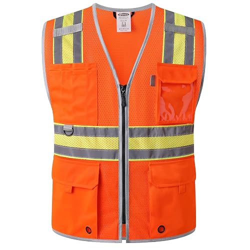 JKSafety Safety Vest for Men Women Hi Vis Relfective Vest with Pockets High Visibility Meet ANSI Standard