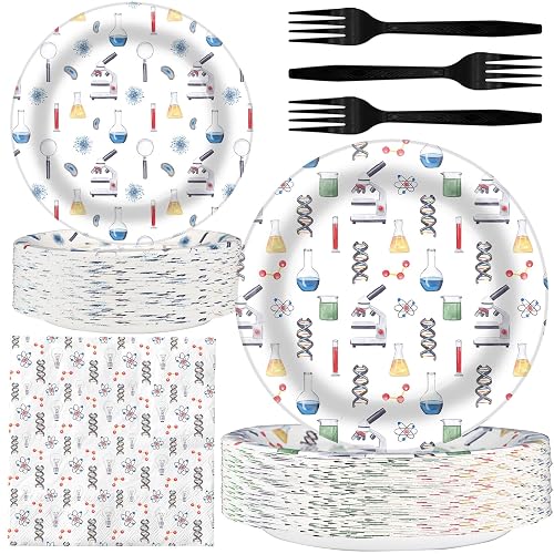 BonBeeDesign Science Party Decorations - Science Party Plates and Napkins for Kids Birthday Party, Serves 20 Guests