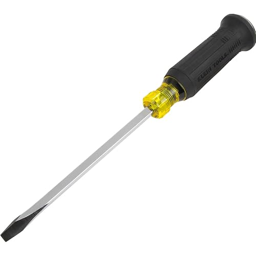 Klein Tools 6007DD 5/16-Inch Keystone Demolition Screwdriver, 7-Inch Blade, Steel Tip-to-Cap Construction Demo Screwdriver, Cushion-Grip Handle, Oversized Strike Cap, Square Shank with Wrench Assist