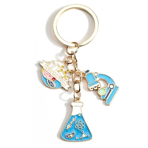 SHTALHST Science Keychain for Women Biology and Chemistry Keycharm Science Teacher Keyring Gift Biology Bag Charm
