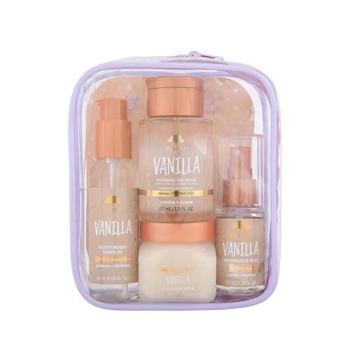 Tree Hut Vanilla Everything Shower Gift Set for Women | Exfoliating Body Scrub, Body Wash, Shave Oil & Body Spray, Self Care Gift Set, Hydrating & Moisturizing with Shea Butter
