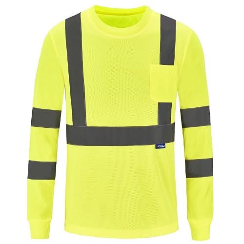 A-SAFETY Safety Shirt,High Visibility Work T Shirt Long Short Sleeve Class 3 (XS-6XL)