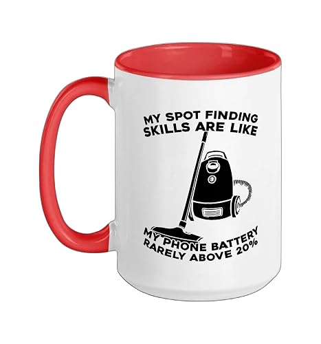 Cleaner Housekeeping Sanitation Janitorial - Cleaner Ceramic Mug, Red/White, 15oz