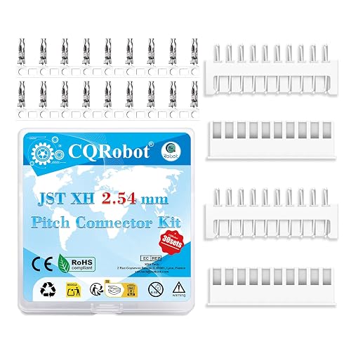 CQRobot JST XH 2.54 mm Pitch 10-Pin Electronic Computer Connector IC Male Plugs, Female Sockets Housing and T-Shaped Crimp Terminal Kit. 30 Sets/360 Pieces Wire-to-Board Adapter Cable Assembly.