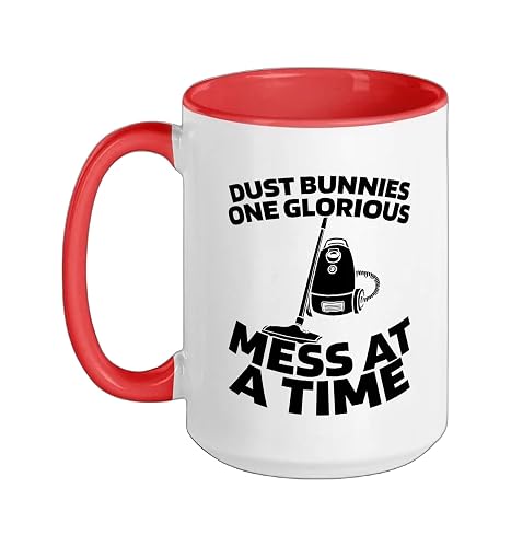 Cleaner - Janitorial Sanitation Housekeeping Cleaner Ceramic Mug, Red/White, 15oz