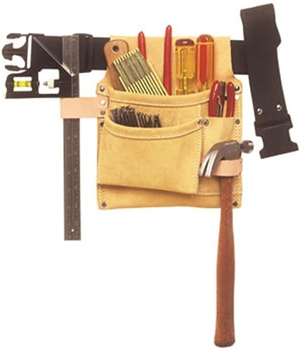 Custom LeathercraftIP489X Suede Tool Bag & Poly Web Belt, 3 Pocket , Tan | Tool Belts, Tool Storage, Leather Tool Belts, Nail Belts, CLC IPK489X Nail/Tool Bag, Suede Leather, This