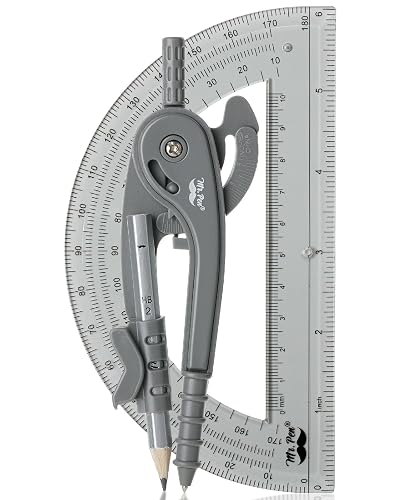 Mr. Pen- Geometry Compass and Protractor Set, 6 Inch Compass | 6 Inch Protractor, Drawing Tool for School, Clear Plastic, Easy Grip, Precision Design for Math, Art, Drafting, Architecture