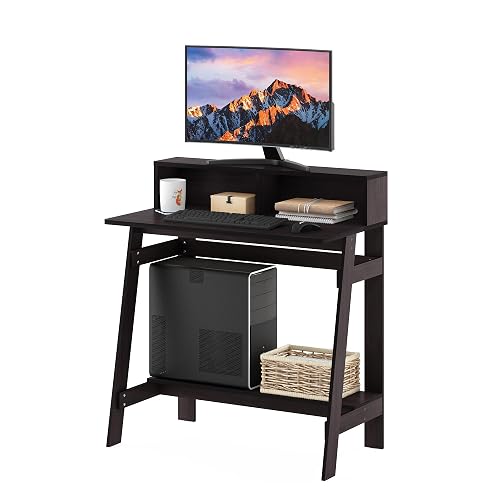 Furinno Simplistic A Frame Computer Desk, Dark Walnut | with Monitor Stand, A Frame Computer Desk, Office Desk, for Home Office, Bedroom, Study Room, Dorm