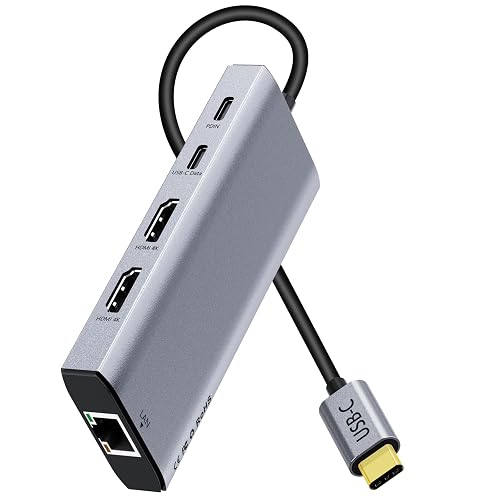 USB C Laptop Docking Station Dual HDMI Monitor 10in1 Dongle Type-C Hub Dock | 2*4K@60Hz,100W PD,Gigabit Ethernet,Card Reader,USB3.0,Multi-port Adapter for Macbook Neo Pro IPad,Dell,HP,Surface,Laptop,USBC
