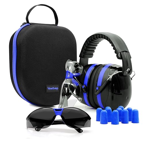 Yewltvep Shooting Ear Protection Gun Range Ear Protection with Earmuffs, Gun Safety Glasses, Earplugs, Hard Storage Case