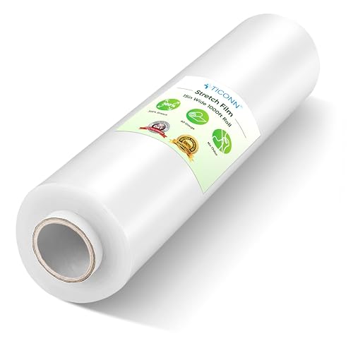 TICONN Stretch Wrap Roll, 15 in x 1000 ft Plastic Wrap for Moving Furniture | Odorless Industrial Strength Stretch Film, 300% Stretchability, Self-Adhering, Ideal for Furniture, Box Protection