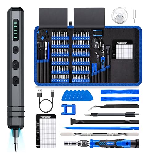 Mini Electric Screwdriver Set 140-IN-1: Small Electric Screwdriver Cordless | 120 Precision Bits, 5 Torque Settings, 4 LED Light, Magnetic Power Screwdriver Repair Tool Kit for PC RC Electronics