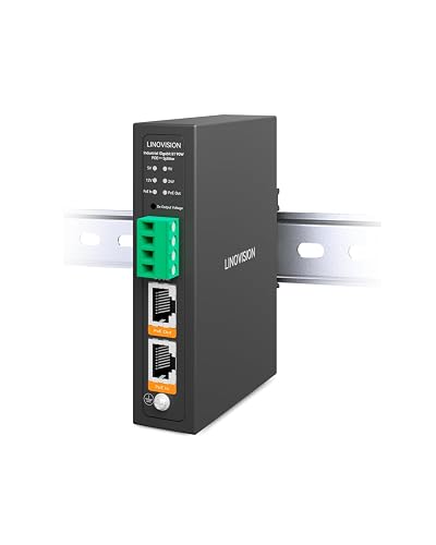 LINOVISION Industrial Gigabit PoE++ Splitter, 90W 802.3bt to 5/9/12/24V DC | Dual Output BT PoE & DC | Din Rail Mounting | for PTZ Camera, Access Control Systems