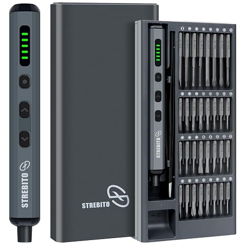 STREBITO Mini Electric Screwdriver Set, 70 in 1 Small Electric Screwdriver | 64 S2 Preicison Bits, 5 Torque Settings, 4 LED Lights, Mini Power Screwdriver Repair Tool Kit for Computer PC, Electronic, RC