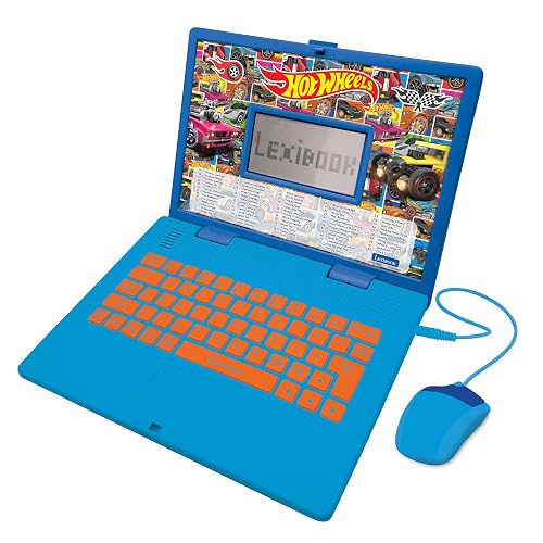 Lexibook, Hot Wheels Educational Laptop for Kids, JC598HWi2 | English/Spanish, Bilingual, 124 activities, Writing, Maths, Logic, Music
