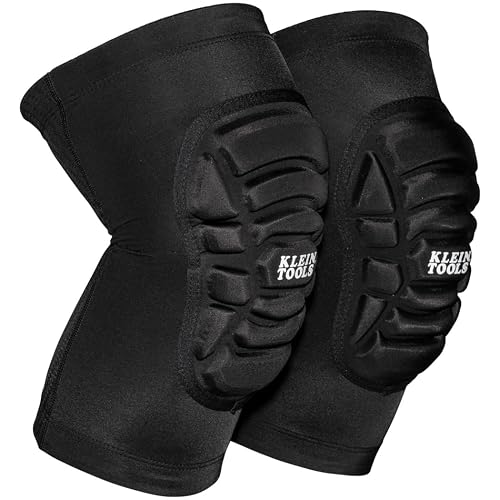 Klein Tools 60492 Knee Pads, Lightweight Padded Knee Sleeves, M/L | Breathable Mesh Back, Elastic Cuff with Slip-Resistant Silicone, Black