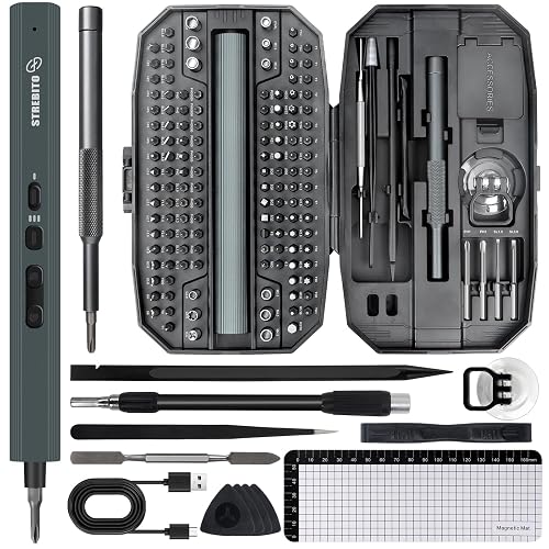 STREBITO Electric Screwdriver, 155 in 1 Precision Electric Screwdriver Set | 140 S2 Magnetic Bits, 3 Torque Settings, 650mAh Battery, Electronic Power Screwdriver Tool Kit for RC, Computer, PC, Laptop