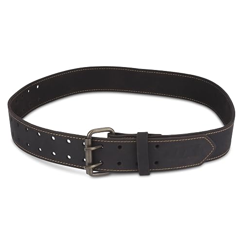 OX 2 Inch Leather Tool Belt For Tool Pouch - Leather Utility Belt | 2" leather belt for tool pouches - perimeter stitching - heavy duty fit for toolbelt setups - cinturon para construccion