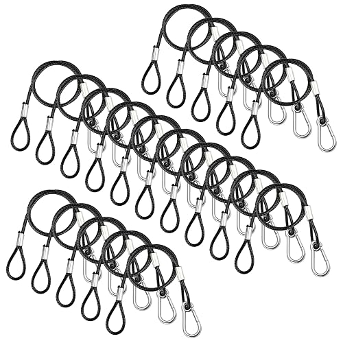 20 PCS 2 ft Stage Lighting Safety Cable with Loops, Black | 5/32" Diameter