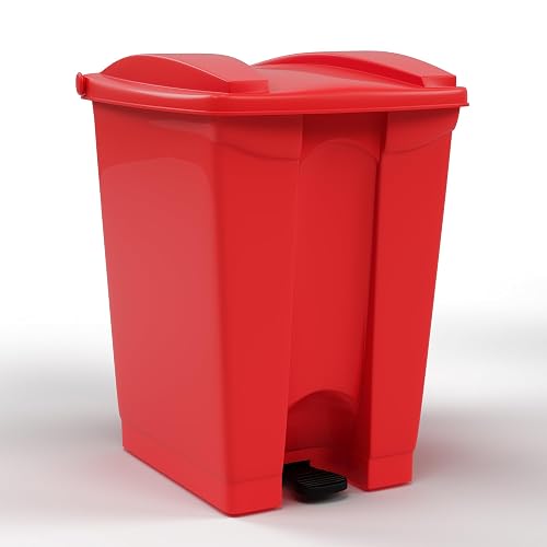 Regal Altair 12 Gallon Red Step-On Trash Can | Hands-Free Rectangular Waste Bin with Lid, Color-Coded Commercial Garbage Can for Medical, Kitchen, Janitorial & Office Use, Durable Plastic