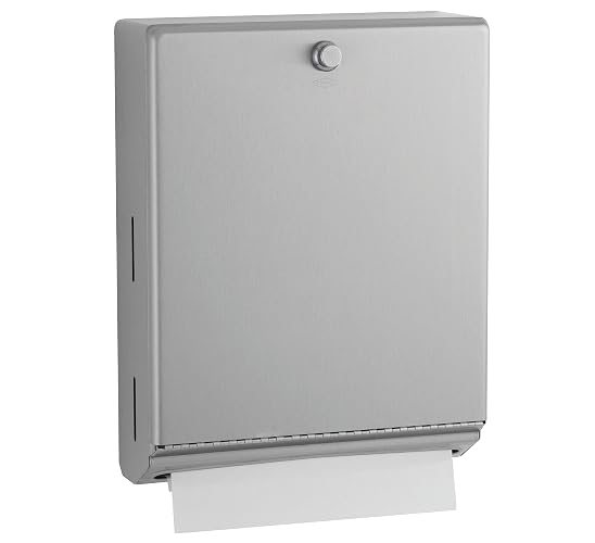 Bobrick B-2620 Surface Mounted Paper Towel Dispenser - Stainless Steel Commercial Bathroom Towel Dispenser with Knob-Latch 400 C-Fold or 525 Multifold Capacity