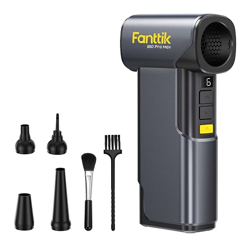 Fanttik B10 Pro Max Electric Air Duster (Grey) | 130000RPM Brushless Motor, 6-Speed Adjustable, One-tap Booster, 28.8Wh Rechargeable, Electric Duster for PC, Car