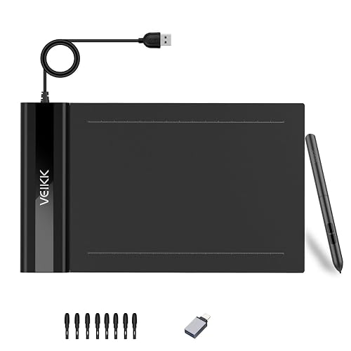 VEIKK S640 Graphics Drawing Tablet,6x4 Incht Portable OSU Tablets | With 8192 Levels Battery-free Stylus Pen, For Drawing,Online class/E-learning/Signature Pad