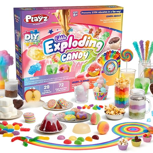 Playz Edible Exploding Candy Making Kit for Kids Age 8-12, 29+ Fun Science | Experiments kit DIY Explosive Chemistry kit for kids Rock, Gummy Chocolate, hard candy maker STEM Toys/gift for Girls & Boys