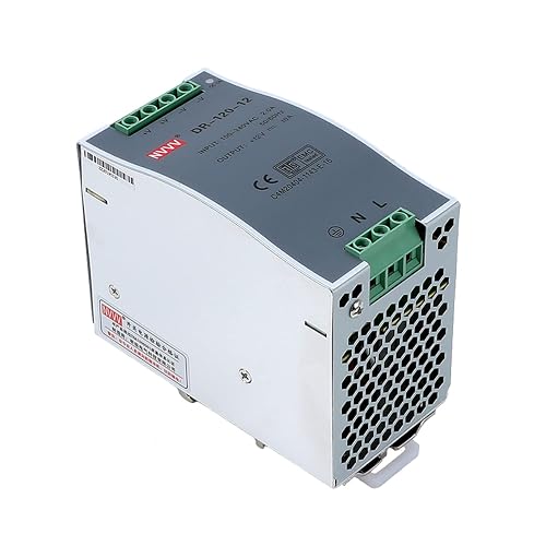 NVVV DR-120-12 AC to DC DIN-Rail Mount Power Supply, 12V, 10 Amp, 120W Single Extreme -30 to 70 °C (-22 to 158 °F) Operating Temp, Overload Protection, Metal