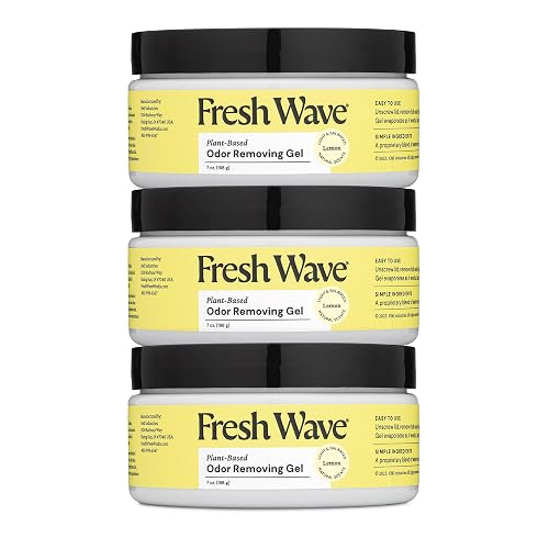 Fresh Wave Lemon Odor Eliminator Gel 3-Pk 7 oz - Air Freshener for Home | Plant-based essential oils. Lasts 15-30 days per jar. No plug-in needed. Pet-safe, closet and bathroom deoderizer.